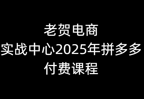 老贺电商实战中心2025年拼多多付费课程